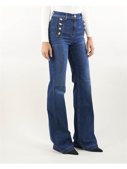 Stretch cotton flared jeans with side button placket Elisabetta Franchi ELISABETTA FRANCHI | Jeans | PJ67D46E2104